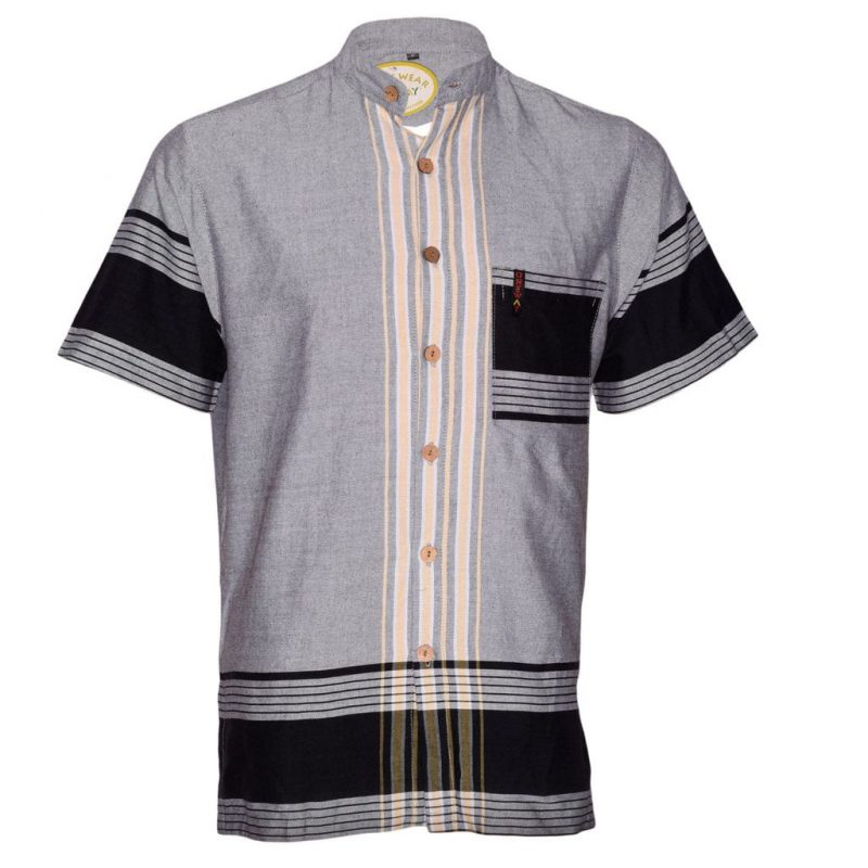 African Kikoy Mens Shirt grey image 1
